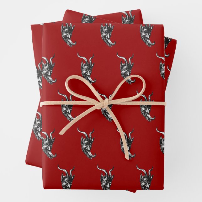 Krampus Wrapping Paper Flat Sheet Set of 3 (In situ)