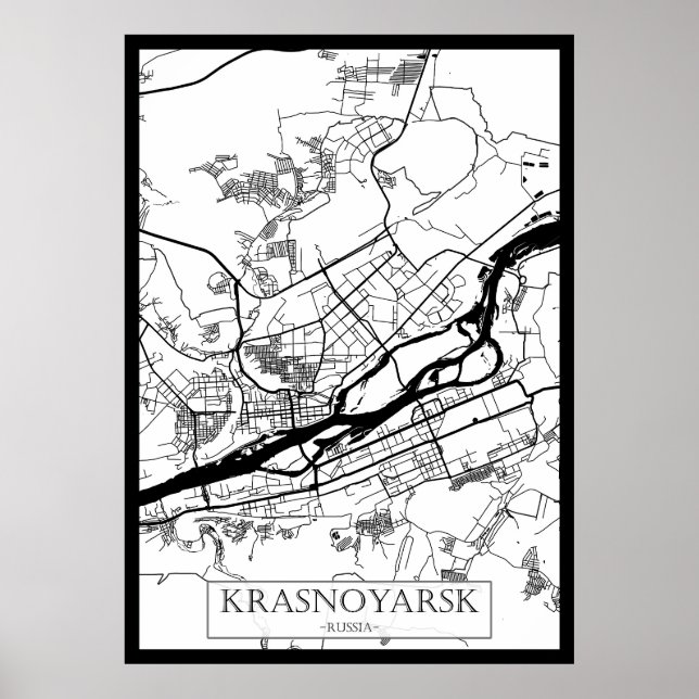 Krasnoyarsk Russia City Map Poster (Front)