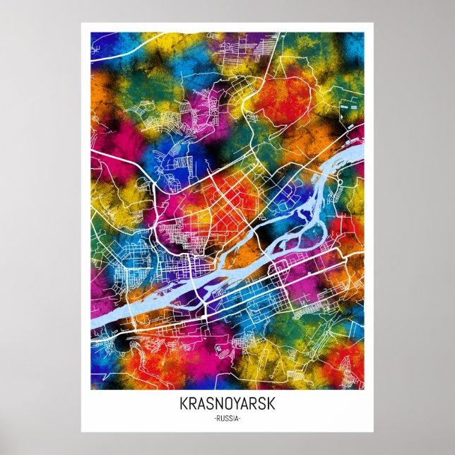 Krasnoyarsk Russia City Map Poster (Front)