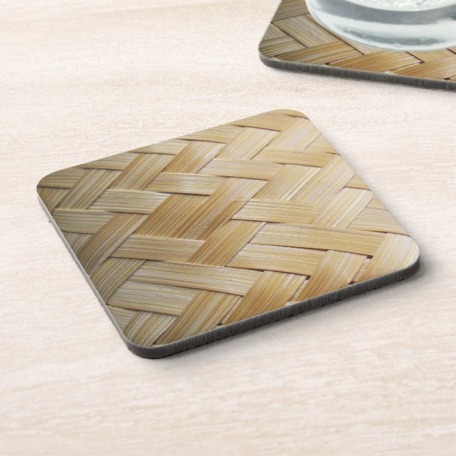 Kratip Thai Lao Isan Bamboo Rice Basket Beverage Coaster (Left Side)