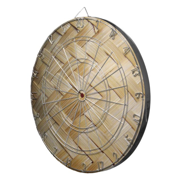Kratip Thai Lao Isan Bamboo Rice Basket Dartboard With Darts (Front Right)