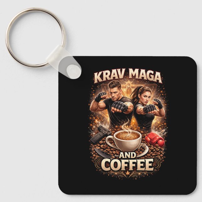 Krav Maga and Coffee Keychain (Front)