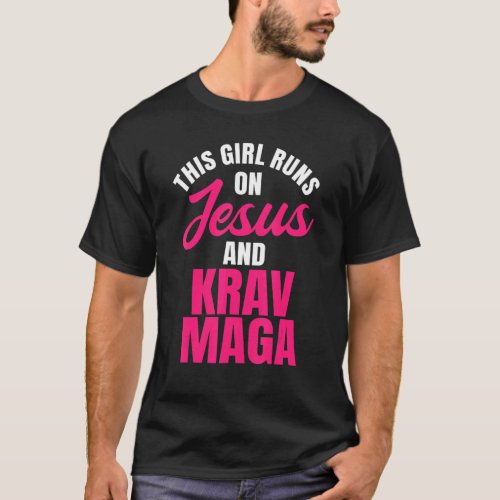 Krav Maga Girl Run On Jesus Mma Self Defense Conta T_Shirt