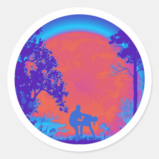 Krav Maga Groin Kick Full Moon Sticker Neon (Front)