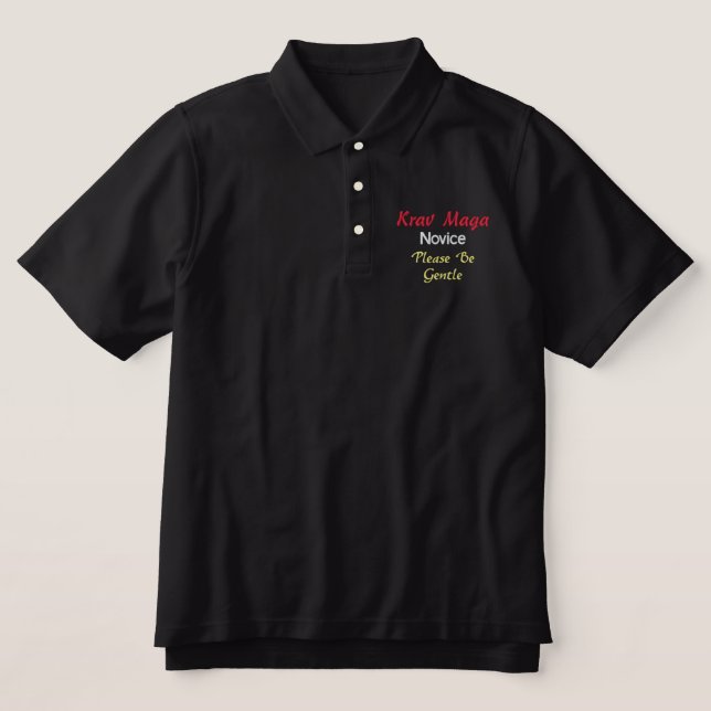 Krav Maga, Novice, Please Be Gentle Embroidered Polo Shirt (Design Front)