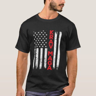 Krav Maga Self Defense USA Flag America  T-Shirt