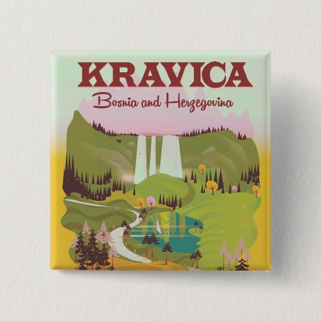 Kravica Waterfalls  Bosnia and Herzegovina Button (Front)