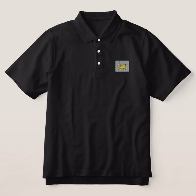 Krazy Horse (Black) Embroidered Polo Shirt (Design Front)