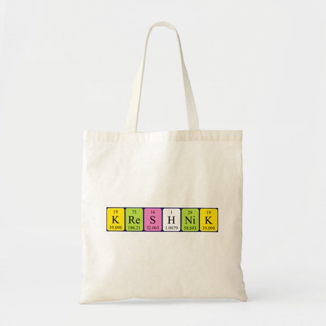 Kreshnik periodic table name tote bag (Front)