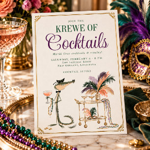 Krewe of Cocktails Mardi Gras Party Invitation