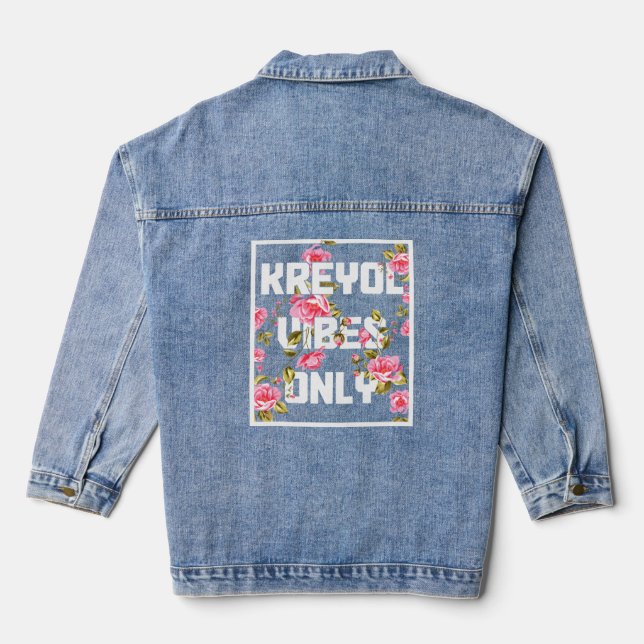 Kreyol Haiti Pride Creole Caribbean Haitian  Denim Jacket (Back)