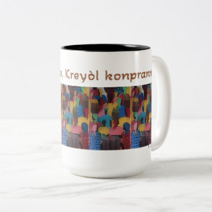 Kreyol Pale, Kreyol Konpran - Haitian Proverb Two-Tone Coffee Mug
