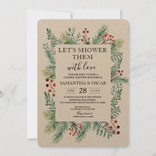 Krfat Winter Leaf Frame Greenery Invitation