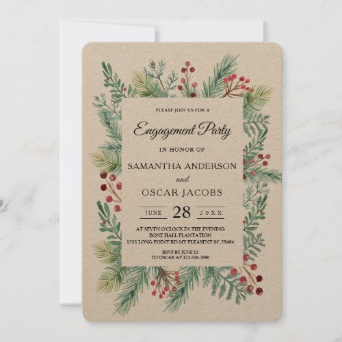 Krfat Winter Leaf Frame Greenery Invitation