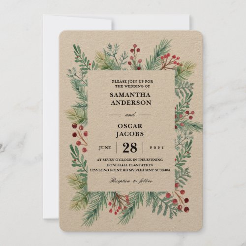 Krfat Winter Leaf Frame Greenery Invitation