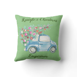 Kringle's Christmas Emporium Throw Pillow