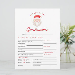 KRIS Christmas Secret Santa Questionnaire Card