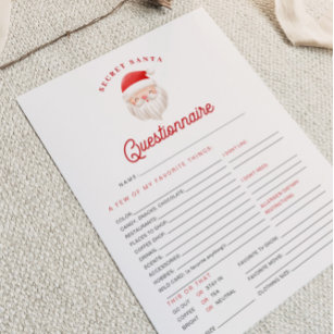 KRIS Christmas Secret Santa Questionnaire Card