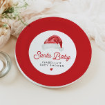 KRIS Cute and Modern Santa Baby Shower Dinner Paper Plates<br><div class="desc">This "Santa Baby" baby shower paper plate features a watercolor Santa hat and a cute modern retry inspired font. This baby shower dinner party plate is perfect for your Christmas,  winter,  or holiday themed event. Pair with anything in the KRIS Collection for a cohesive look.</div>