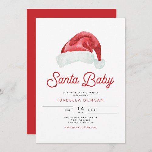 KRIS Cute and Modern Santa Baby Shower Invitation