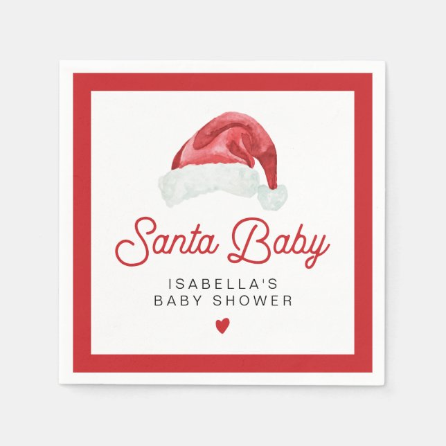 KRIS Cute and Modern Santa Baby Shower Table Napkins (Front)