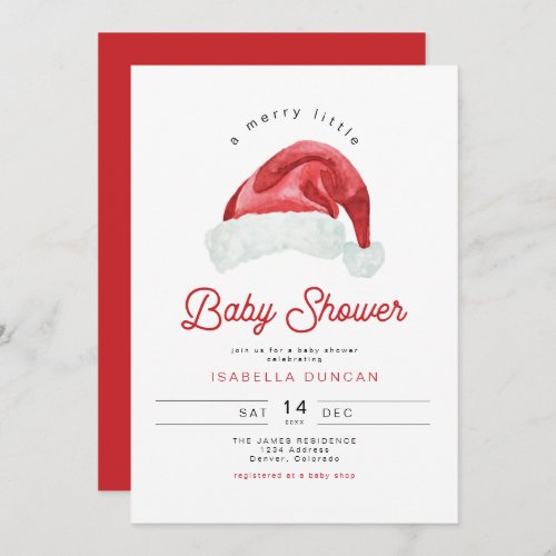 KRIS Cute Santa Hat Merry Little Baby Shower Invitation