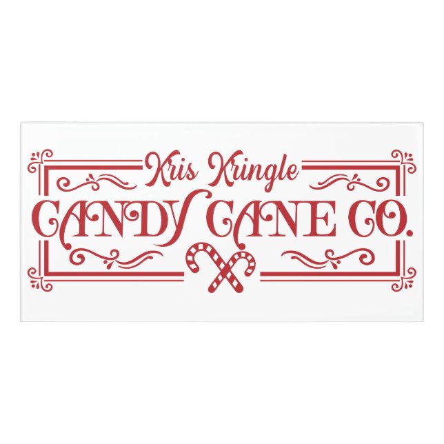 Kris Kringle Candy Cane Co Christmas Door Sign (Classic Front)
