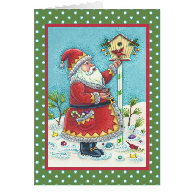 KRIS KRINGLE & CARDINAL CHRISTMAS GREETING CARD V (Front)