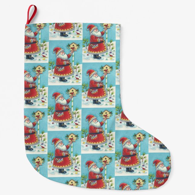 KRIS KRINGLE & CARDINALS LARGE CHRISTMAS STOCKING (Front)