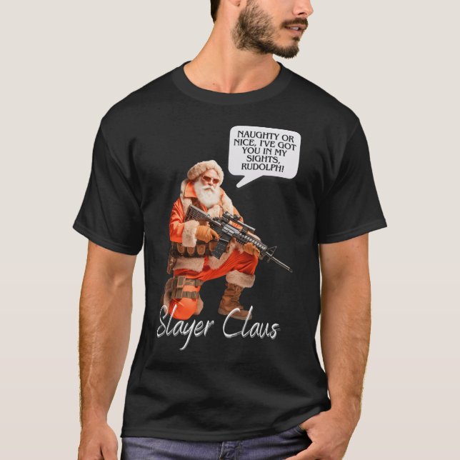 Kris Kringle Festive Hunting Xmas Santa Claus Camo T-Shirt (Front)