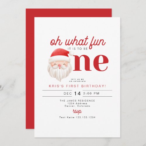 KRIS Oh What Fun To Be One 1st Birthday Invitation