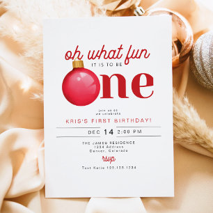 KRIS Oh What Fun To Be One 1st Birthday Invitation