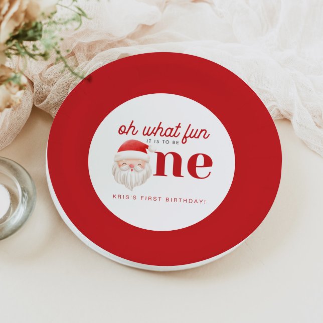 KRIS Oh What Fun To Be One 1st Birthday Invitation Paper Plates (Creator Uploaded)