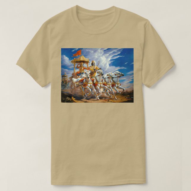 Krishna and Arjuna during Mahabharata War T-Shirt (Design Front)
