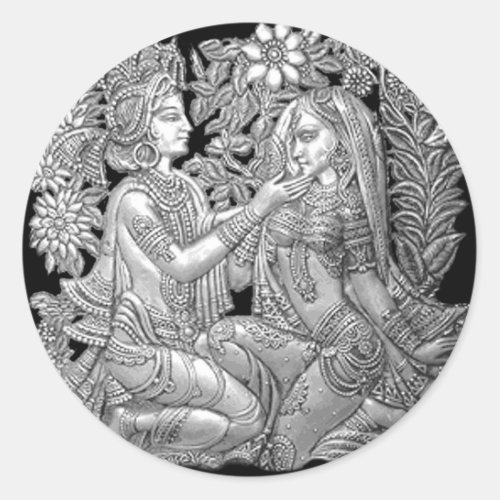 Krishna and Radha Classic Round Sticker