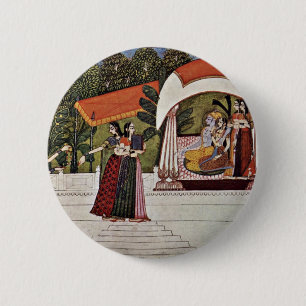 Krishna And Radha In A Pavilion By Nihâl Chand Pinback Button