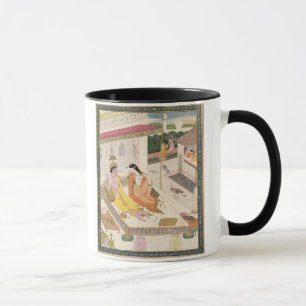 Krishna and Radha on a bed in a Mogul palace, Punj Mug