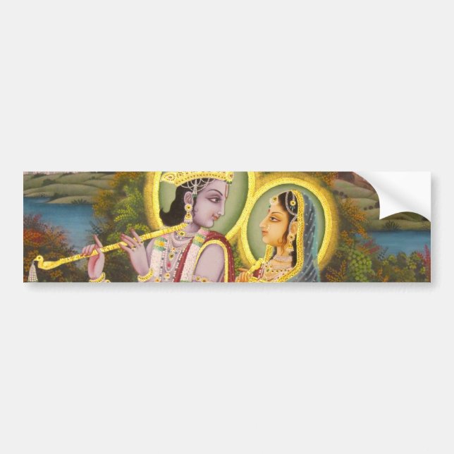 Krishna and Radha on lotus Bumper Sticker (Front)