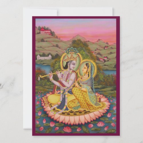 Krishna and Radha on lotusInvitation