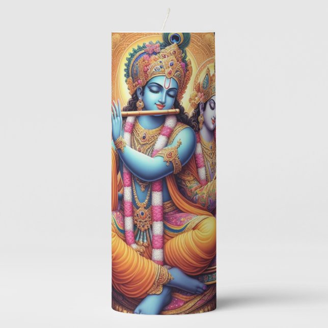 Krishna and Radha Prayer Candle (Front)