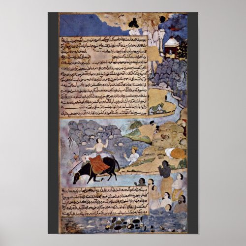 Krishna And The Pandavas Water Their Horses By Mei Poster