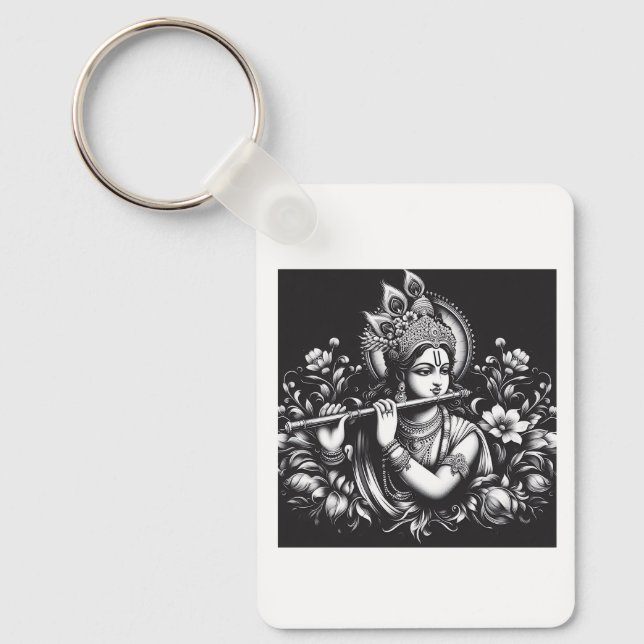 Krishna Black and White Keychain (Front)