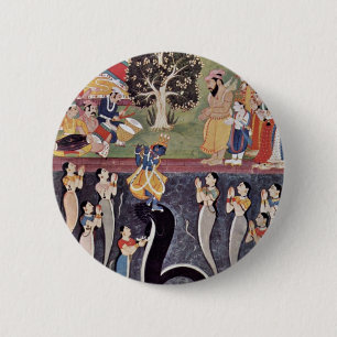 Krishna Dances Over The Subdued Kaliya Naag In Riv Pinback Button