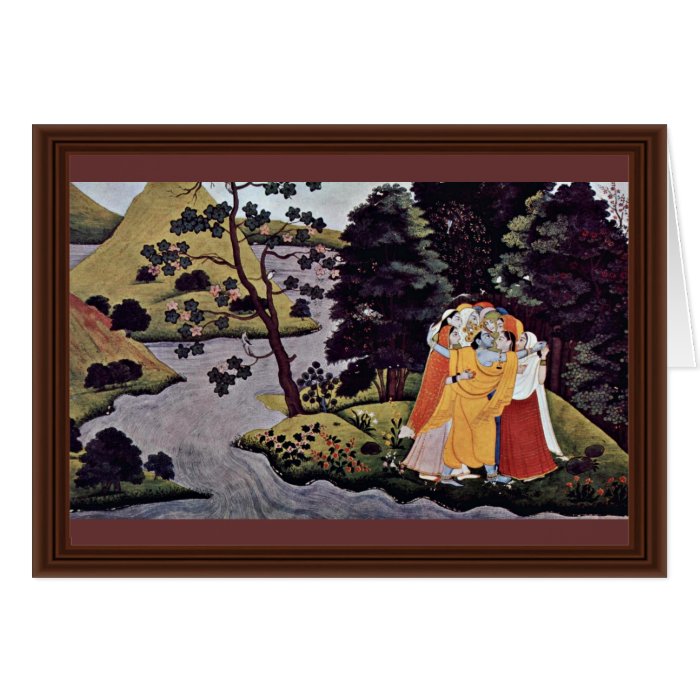 Krishna Embraced Gopas By Meister Des Gâtâ Govinda Greeting Card