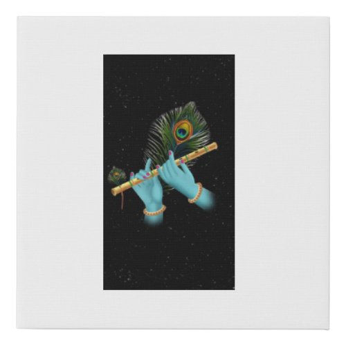 krishna flute faux canvas print