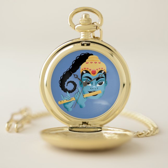 Krishna Hindu Deity Pocket Watch (Inside)