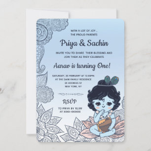 Krishna Hindu Style Birthday Party Invitation