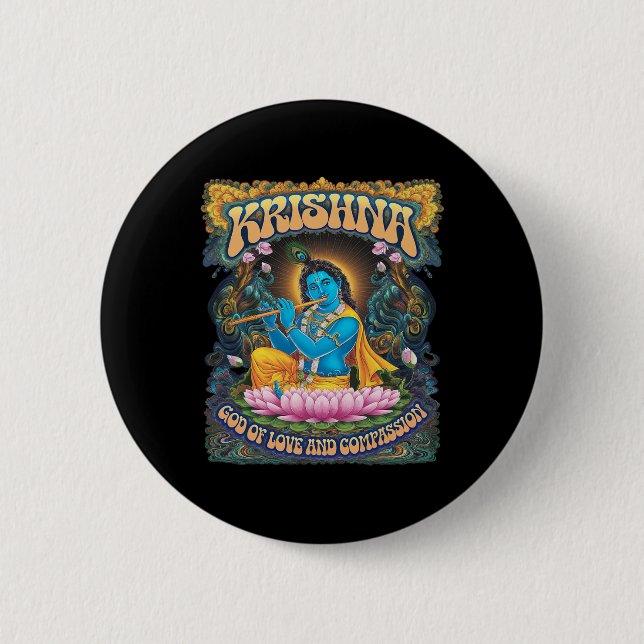 Krishna Hinduism  Button (Front)