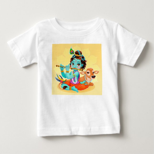 Krishna Indian God playing flute illustration Baby T-Shirt (Front)