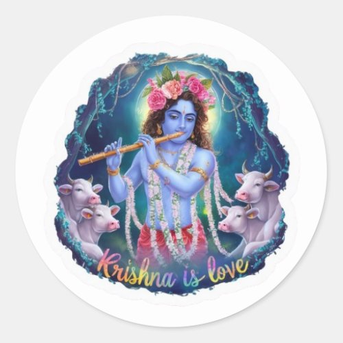 Krishna is Love Sticker Divine Devotion Classic Round Sticker